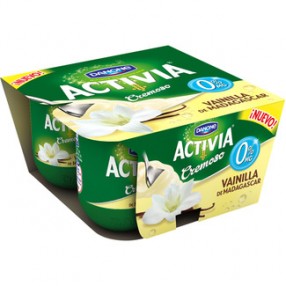 DANONE ACTIVIA CREMOSO 0% yogur desnatado cremoso de vainilla pack 4
